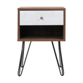 Load image into Gallery viewer, Artiss Bedside Table with Drawer - Grey & Walnut