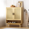 Load image into Gallery viewer, Artiss Shoe Cabinet Rattan Shoes Storage Rack Organiser Wooden Cupboard Shelf