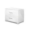 Load image into Gallery viewer, Artiss High Gloss Two Drawers Bedside Table - White