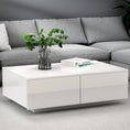 Load image into Gallery viewer, Artiss Modern Coffee Table 4 Storage Drawers High Gloss Living Room Furniture White