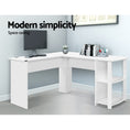 Load image into Gallery viewer, Artiss Office Computer Desk Corner Student Study Table Workstation L-Shape Shelf White