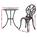 Load image into Gallery viewer, Gardeon 3PC Outdoor Setting Cast Aluminium Bistro Table Chair Patio Black