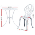 Load image into Gallery viewer, Gardeon 3PC Outdoor Setting Cast Aluminium Bistro Table Chair Patio White