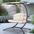 Load image into Gallery viewer, Gardeon Outdoor Furniture Lounge Hanging Swing Chair Egg Hammock Stand Rattan Wicker Latte