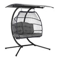 Load image into Gallery viewer, Gardeon Outdoor Furniture Lounge Hanging Swing Chair Egg Hammock Stand Rattan Wicker Grey
