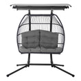 Load image into Gallery viewer, Gardeon Outdoor Furniture Lounge Hanging Swing Chair Egg Hammock Stand Rattan Wicker Grey