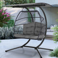 Load image into Gallery viewer, Andy Outdoor Furniture Lounge Hanging Swing Chair Egg Hammock Stand Rattan Wicker Grey