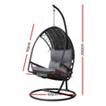 Load image into Gallery viewer, Gardeon Outdoor Egg Swing Chair with Stand Cushion Wicker Armrest Black