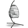 Load image into Gallery viewer, Gardeon Outdoor Furniture Egg Hammock Hanging Swing Chair Stand Pod Wicker Grey