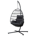 Load image into Gallery viewer, Gardeon Egg Swing Chair Hammock Stand Outdoor Furniture Hanging Wicker Seat Grey