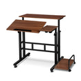Load image into Gallery viewer, Artiss Twin Laptop Table Desk - Dark Wood