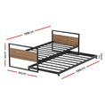 Load image into Gallery viewer, Artiss Bed Frame Metal Bed Base with Trundle Daybed Wooden Headboard Single DEAN