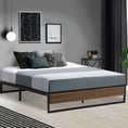 Load image into Gallery viewer, Artiss Metal Bed Frame Double Size Mattress Base Foundation Wooden Black OSLO