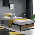 Load image into Gallery viewer, Artiss Metal Bed Frame Single Size Mattress Base Platform Wooden Black OSLO