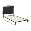 Load image into Gallery viewer, Artiss Bed Frame Metal Bed Base with Charcoal Fabric Headboard King Single PADA