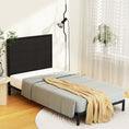 Load image into Gallery viewer, Artiss Bed Frame Metal Bed Base with Charcoal Fabric Headboard King Single PADA