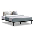 Load image into Gallery viewer, Artiss Metal Bed Frame Queen Size Bed Base Platform Foundation Wooden Black TED