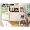Load image into Gallery viewer, Emily Metal Desk with Shelves - White with Oak Top