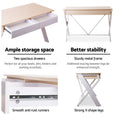 Load image into Gallery viewer, Artiss Metal Desk with Drawer - White with Oak Top