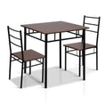 Load image into Gallery viewer, Artiss Metal Table and Chairs - Walnut & Black