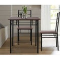 Load image into Gallery viewer, Artiss Metal Table and Chairs - Walnut & Black
