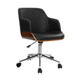 Load image into Gallery viewer, Artiss Wooden Office Chair Computer PU Leather Desk Chairs Executive Black Wood