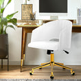 Load image into Gallery viewer, Velvet Office Chair Fabric Computer Chairs Armchair Vintage Work Study Home White