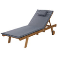 Load image into Gallery viewer, Gardeon Sun Lounge Wooden Lounger Outdoor Furniture Day Bed Wheel Patio Grey