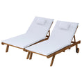 Load image into Gallery viewer, Gardeon 2pc Sun Lounge Wooden Lounger Outdoor Furniture Day Bed Wheel Patio White