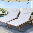 Load image into Gallery viewer, Gardeon 2pc Sun Lounge Wooden Lounger Outdoor Furniture Day Bed Wheel Patio White