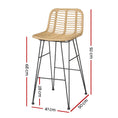 Load image into Gallery viewer, Gardeon 2-Piece Outdoor Bar Stools Wicker Dining Chair Bistro Patio Balcony