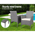 Load image into Gallery viewer, 3 Piece Wicker Outdoor Chair Side Table Furniture Set - Grey