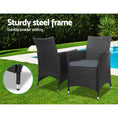 Load image into Gallery viewer, Gardeon 3pc Bistro Wicker Outdoor Furniture Set Black