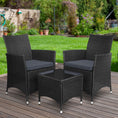 Load image into Gallery viewer, Gardeon 3pc Bistro Wicker Outdoor Furniture Set Black