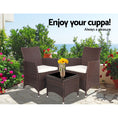 Load image into Gallery viewer, Gardeon 3pc Bistro Wicker Outdoor Furniture Set Brown