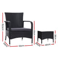 Load image into Gallery viewer, Outdoor Furniture Patio Set Wicker Outdoor Conversation Set Chairs Table 3PCS