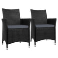 Load image into Gallery viewer, Set of 2 Outdoor Bistro Set Chairs Patio Furniture Dining Wicker Garden Cushion Gardeon