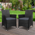 Load image into Gallery viewer, Set of 2 Outdoor Bistro Set Chairs Patio Furniture Dining Wicker Garden Cushion Gardeon