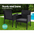 Load image into Gallery viewer, Set of 2 Outdoor Bistro Chairs Patio Furniture Dining Chair Wicker Garden Cushion Gardeon