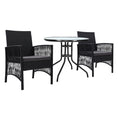 Load image into Gallery viewer, Gardeon Outdoor Furniture Dining Chairs Wicker Garden Patio Cushion Black 3PCS Tea Coffee Cafe Bar Set