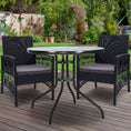 Load image into Gallery viewer, Gardeon Outdoor Furniture Dining Chairs Wicker Garden Patio Cushion Black 3PCS Tea Coffee Cafe Bar Set