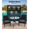 Load image into Gallery viewer, Gardeon Outdoor Furniture Dining Chairs Wicker Garden Patio Cushion Black 3PCS Tea Coffee Cafe Bar Set