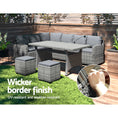 Load image into Gallery viewer, Gardeon 8 Seater Outdoor Dining Set Furniture Lounge Sofa Set Wicker Ottoman