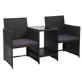 Load image into Gallery viewer, Gardeon Outdoor Setting Wicker Loveseat Birstro Set Patio Garden Furniture Black