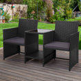 Load image into Gallery viewer, Gardeon Outdoor Setting Wicker Loveseat Birstro Set Patio Garden Furniture Black