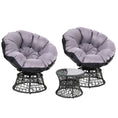 Load image into Gallery viewer, Gardeon Outdoor Lounge Setting Papasan Chairs Table Patio Furniture Wicker Black