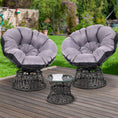 Load image into Gallery viewer, Gardeon Outdoor Lounge Setting Papasan Chairs Table Patio Furniture Wicker Black