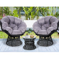Load image into Gallery viewer, Gardeon Outdoor Lounge Setting Papasan Chairs Table Patio Furniture Wicker Black