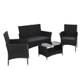 Load image into Gallery viewer, Gardeon 4 Piece Outdoor Dining Set Furniture Lounge Setting Table Chairs Black