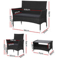 Load image into Gallery viewer, Gardeon 4 Piece Outdoor Dining Set Furniture Lounge Setting Table Chairs Black